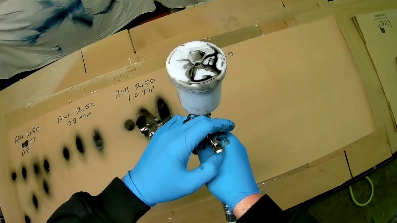 ANI R150 Mini Spraygun Pattern Comparison Of Tips 0.5 0.8 1.0 1.2 link below for air consumption vid