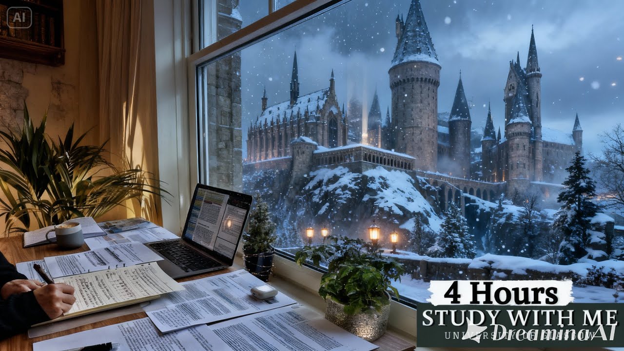 4 HOUR STUDY WITH ME | Background noise, Rain Sounds, 10-min break, No Music