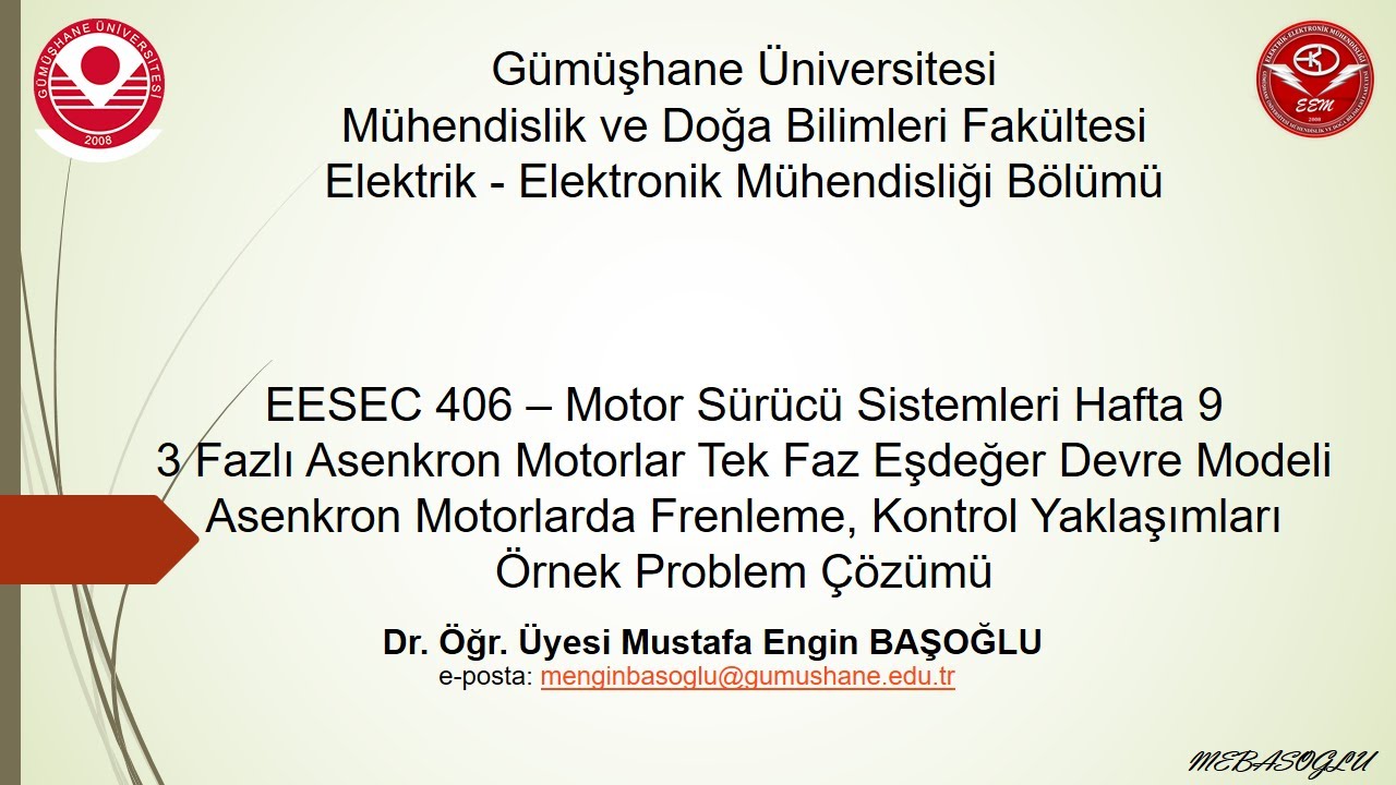 Motor Sürücü Sistemleri | Asenkron Motorlarda Eşdeğer Devre