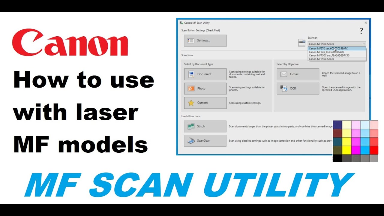 Как использовать Canon MF Scan Utility с лазерным многофункциональным устройством &mdash; для моделей MF с сенсорным дисплеем 5 дюймов