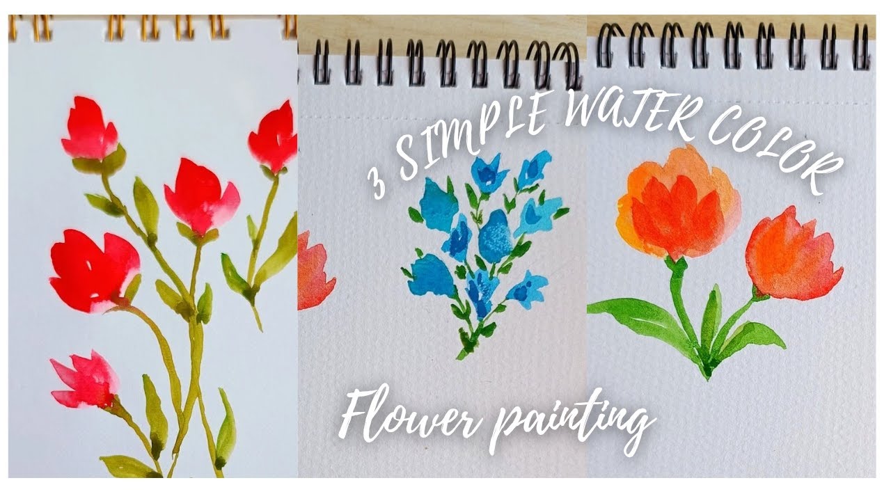 3 Beautiful 🌹💐🌼watercolor flower 💐ideas for beginners.Relaxing watercolour🎨 painting. 