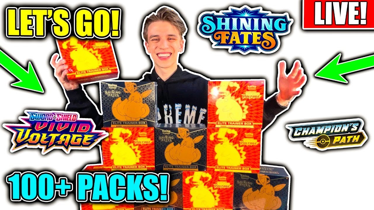 OPENING 100+ PACKS OF SHINING FATES!! - SHINY CHARIZARD VMAX HUNT + RAINBOW PIKACHU!!