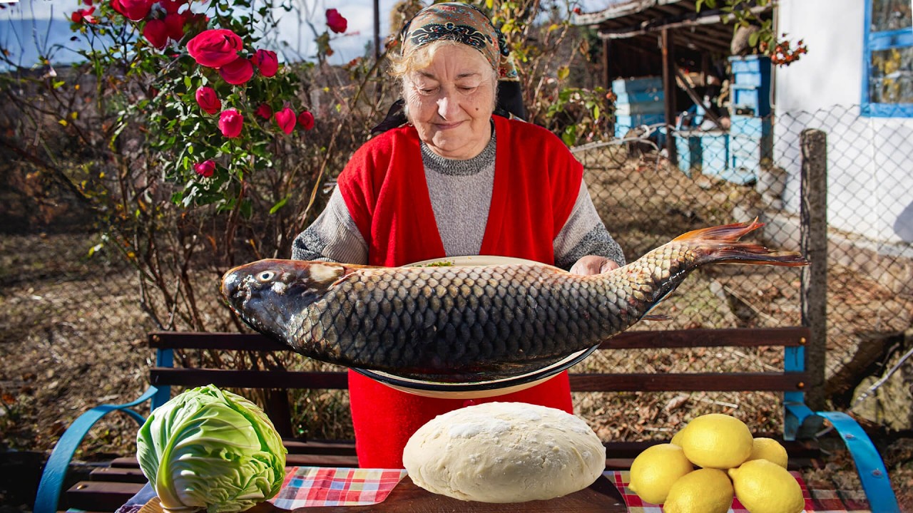 Fish Day in the Village! Stuffed Carp, Cabbage Rolls & Sweet Apples!