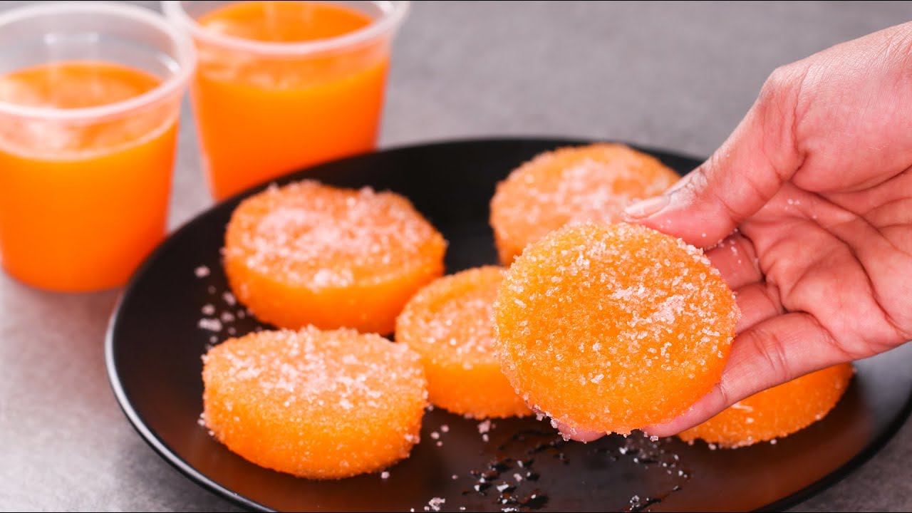 EASY NO-BAKE ORANGE JELLY DESSERT | SOFT & SWEET ORANGE DESSERT RECIPE | SOFT ORANGE CANDY | N’Oven