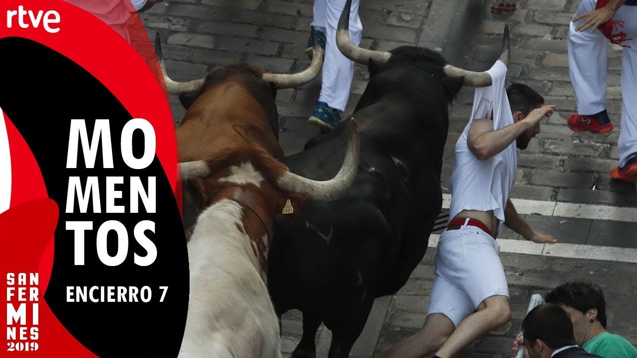 MEJORES MOMENTOS del séptimo encierro | Toros de La Palmosilla | San Fermín 2019