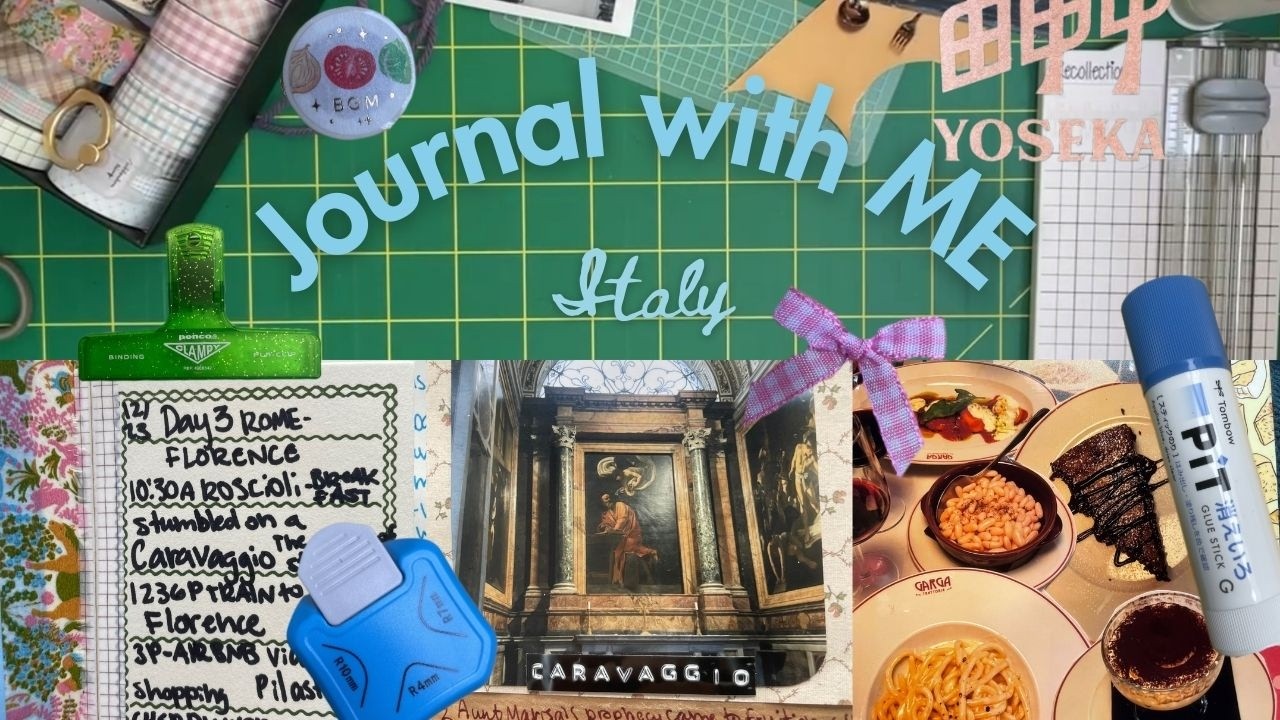 Journal with Me: Unboxing from Yoseka Stationary and creating a Junk journal Florence, Italy spread!