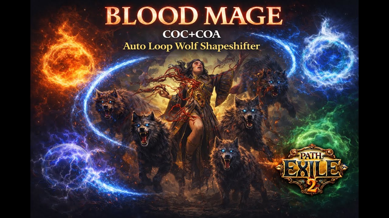 [POE2] Blood Mage - Spark COC+COA - Auto Loop Wolf Shapeshifter (ร่างหมาป่ากับลูปนรกขั้นอัพเกรด)