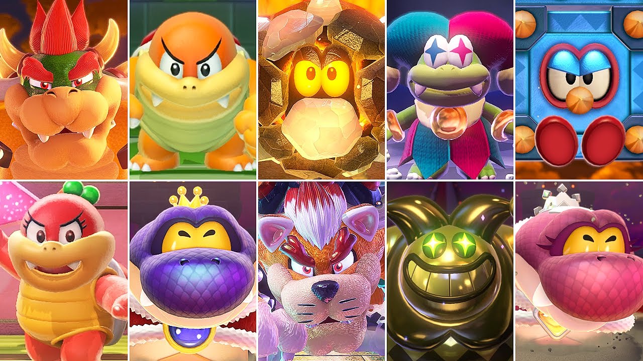 Super Mario 3D World - All Bosses (2 Player)