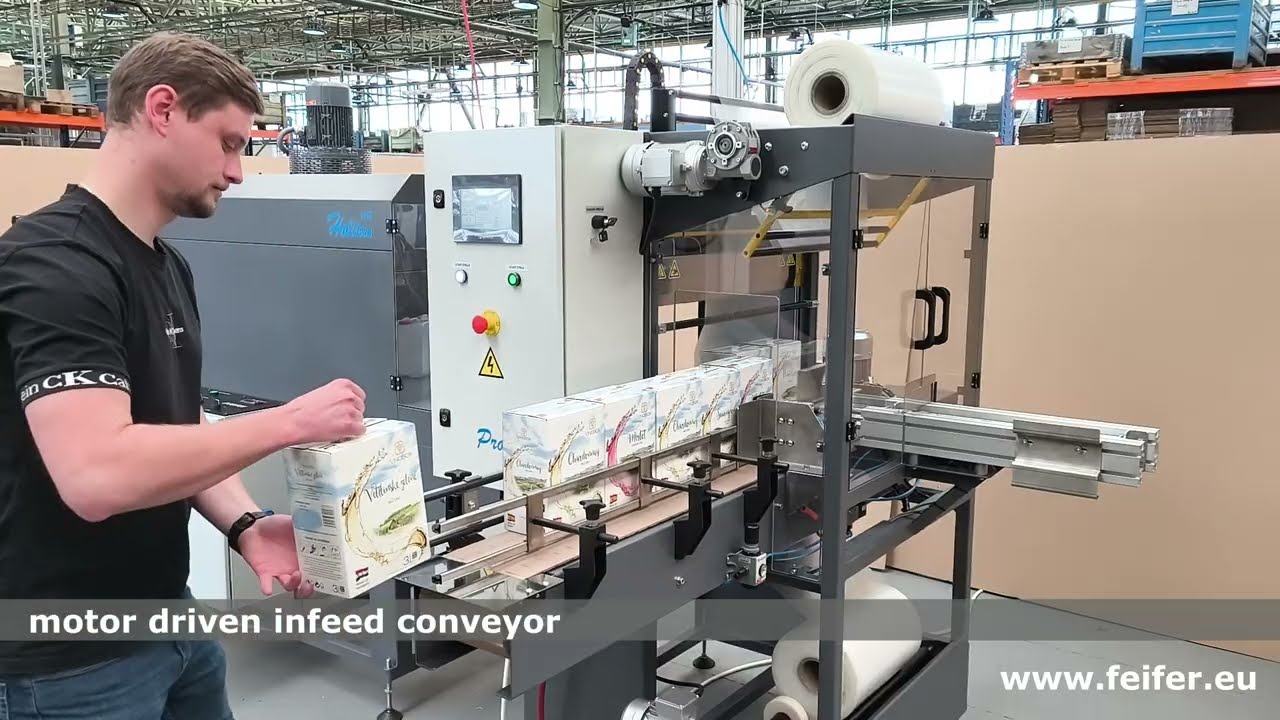 FEIFER -  Automatic wrapping line for Bag-in-Boxes into LDPE shrink film