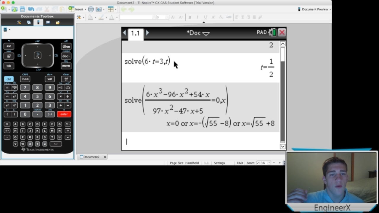 How To Use Solve On TI Nspire CX CAS