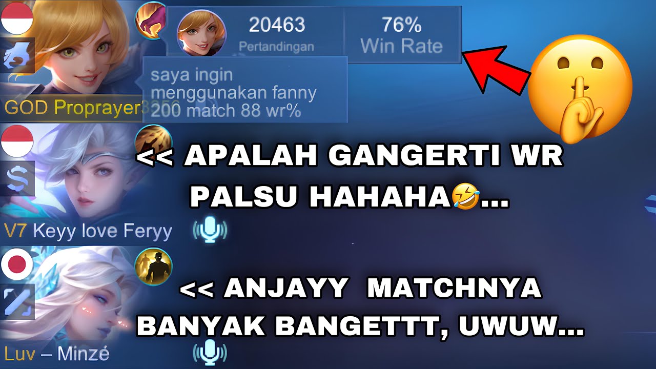 AKU IKUT BERMAIN DI RANDOM LOBY(PART19) REAKSI DUO CEWE ON MIC MELIHAT FANNY 20 RIBU MATCH…WKWKWK🤣☠️