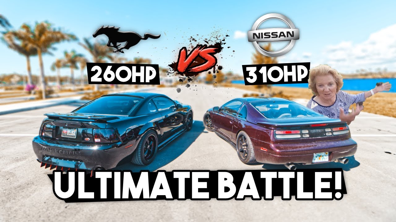 TT NiSSAN 300zx vs. MUSTANG GT - RACE, Donuts Then ANGRY Karen showed up