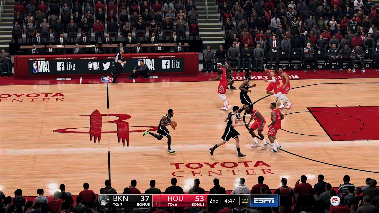 NBA LIVE 19 PS5 Бруклин Нетс против Хьюстон Рокетс, 1-й тайм, камера ESPN 4K