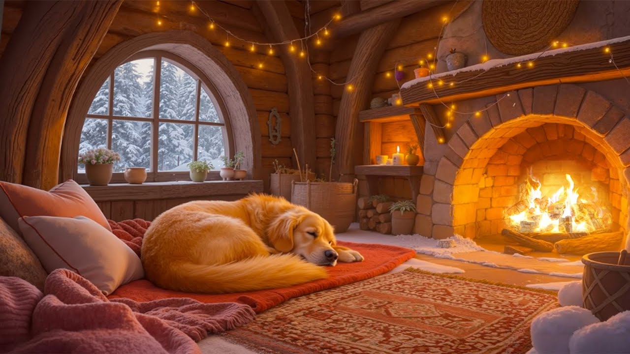 24 HOURS of Relaxing Music For Dogs🎵Anti Separation Anxiety Relief 🐶 Fireplace Sound🦮 No Ads