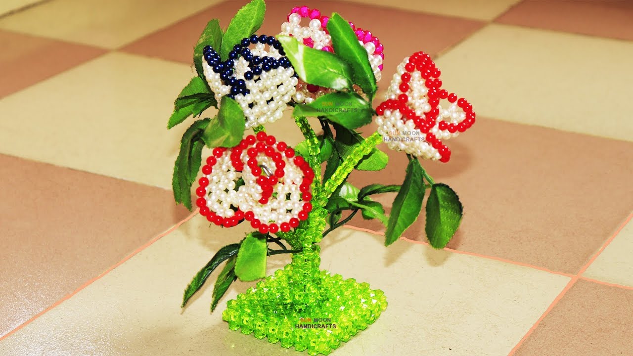 পুতির গোলাপ গাছ/ How to make small rose tree/ beaded rose tree/putir golap gach/Shamima Muhib