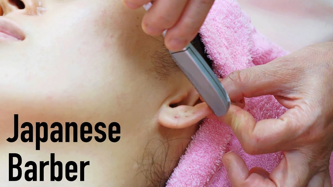 🇯🇵 Straight razor ear shaving by an Japanese Women barber / No Talking / ASMR 🇯🇵