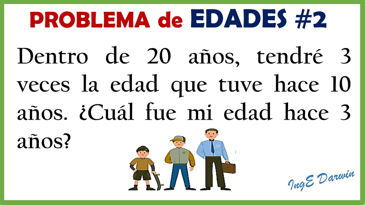 Problema matemático de edades. ¿Cuál fue mi edad hace tres años ? | Problema 2