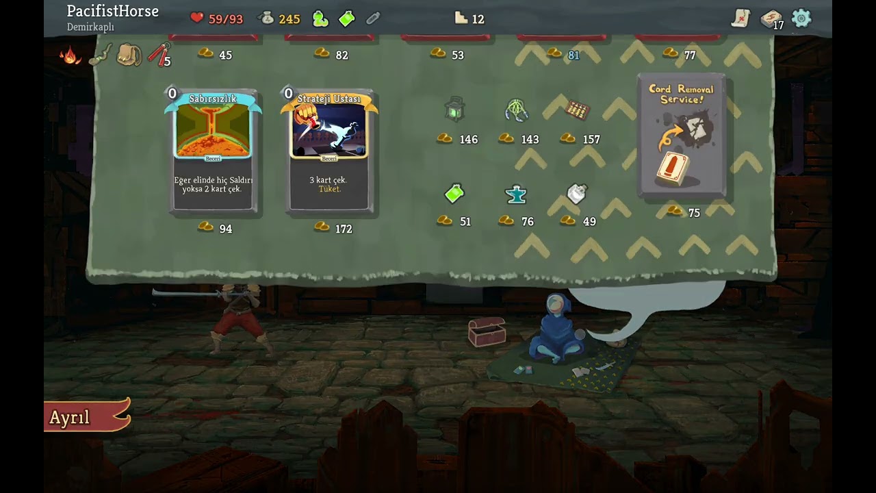 Slay The Spire DemirKaplı manav taktikiği yapıp desteme ne varsa alarak 3 bos'da kesildi galibiyet
