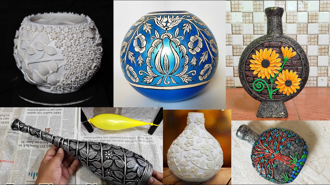 Handmade 6 flower vase, Look Like Ceramic flower vase || Cement flower vase - Gypsum flower vase