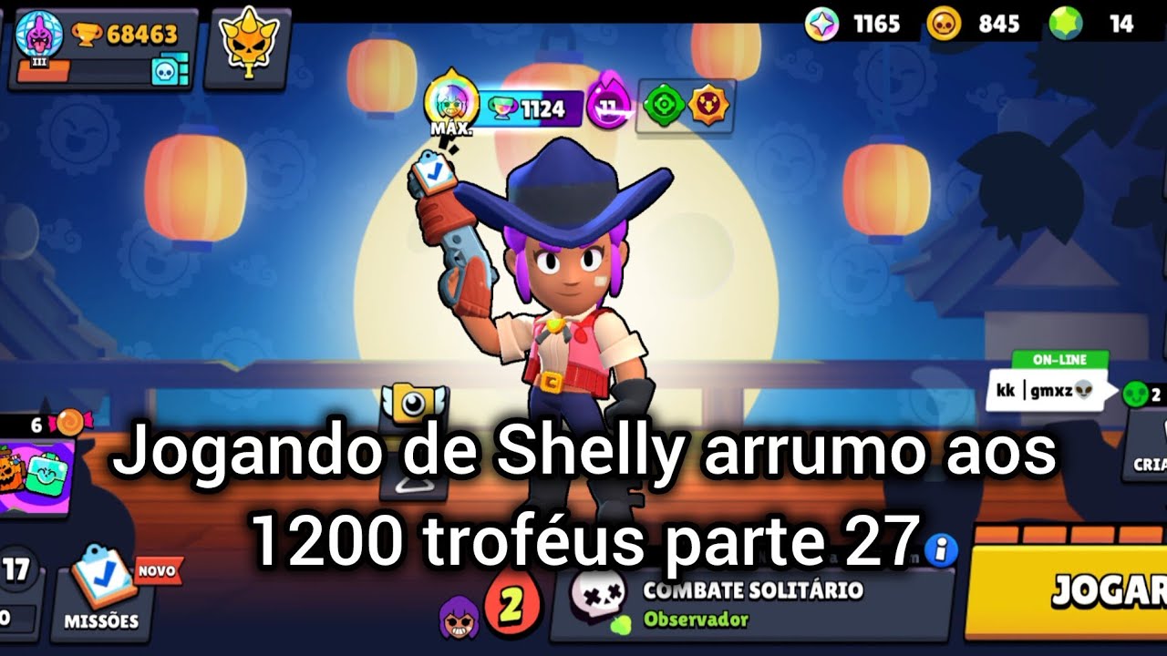 Brawl stars celular, acumulando troféus de Shelly.