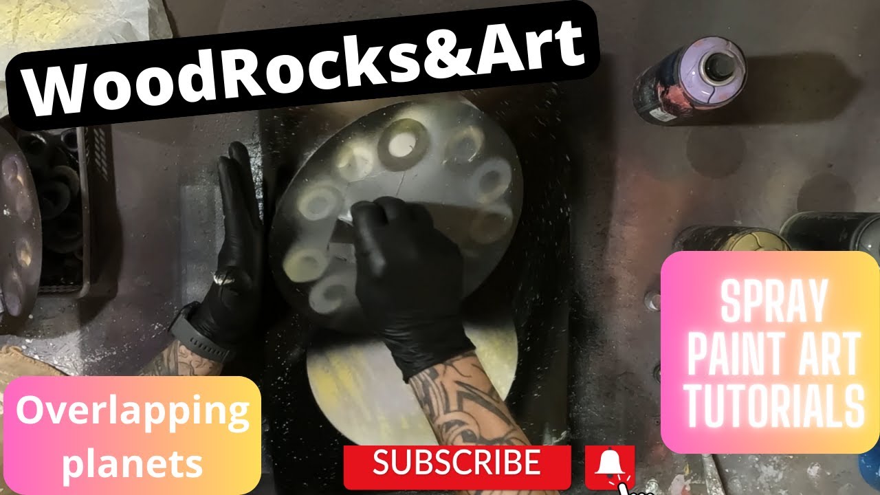 Overlapping planets : spray paint art tutorial 🔥 wood rocks & art