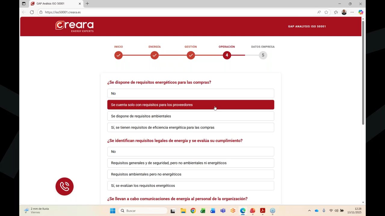 Demo herramienta GAP Analysis ISO 50001