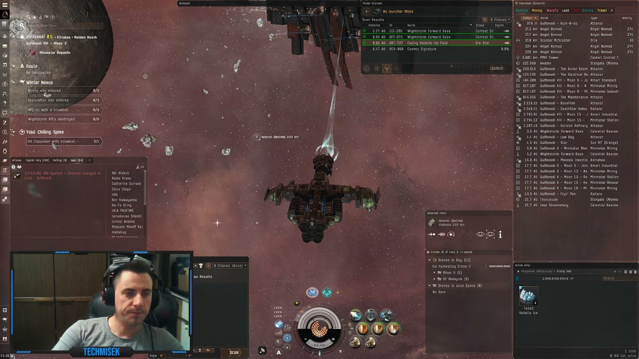 Eve Online - Highsec moon mining with Porpoise T2 drones (How much isk/h)