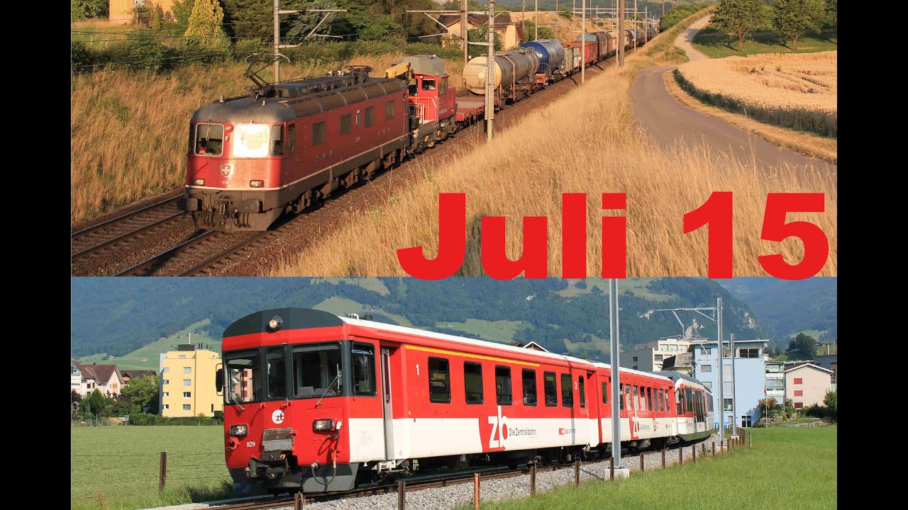 Bahnverkehr im Juli 2015, in Möhlin, Stans und bei