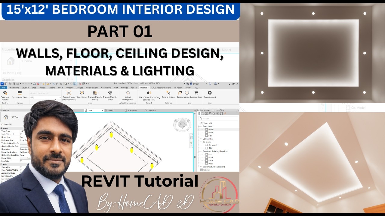 15'x12' Bedroom Interior Design Using Revit Architecture | Part 01 #revittutorial