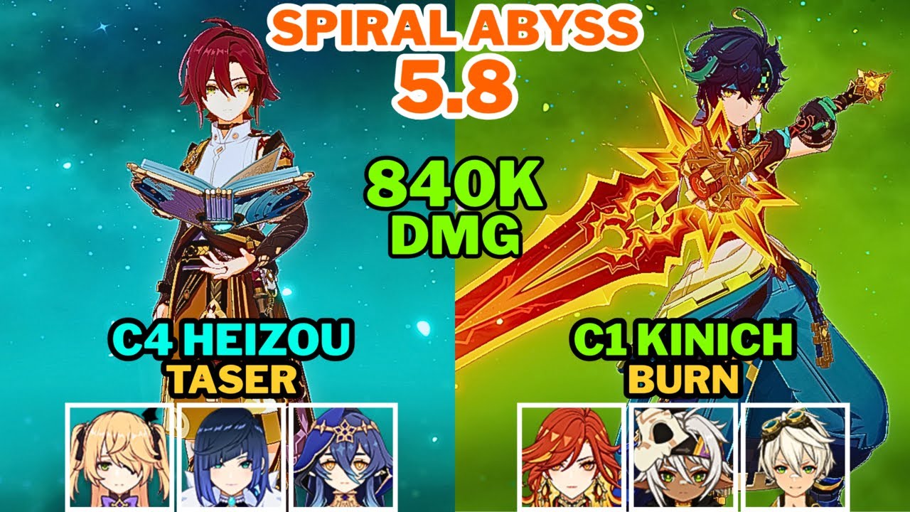 [Spiral Abyss 5.8] C4 Heizou Taser Freeze & C1 Kinich C0 Mavuika Burn | Genshin Impact