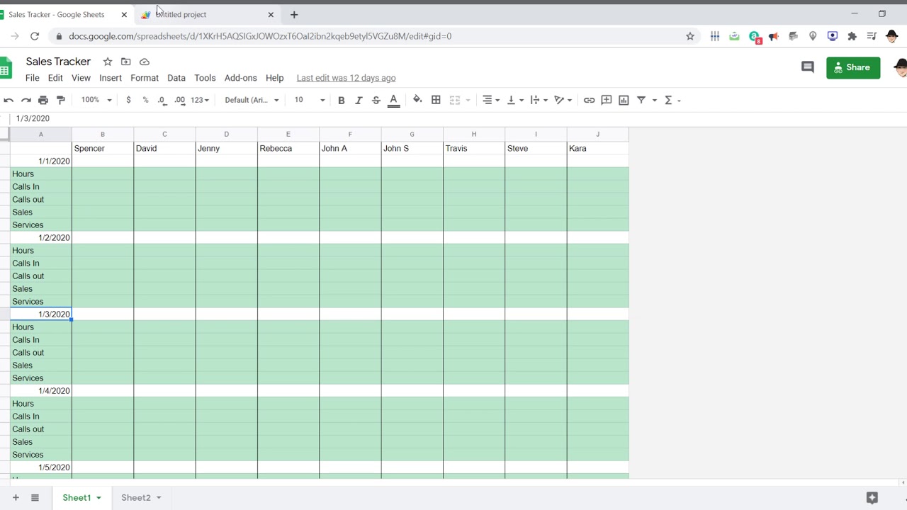 Google Sheets: Open Sheet to Today's Date