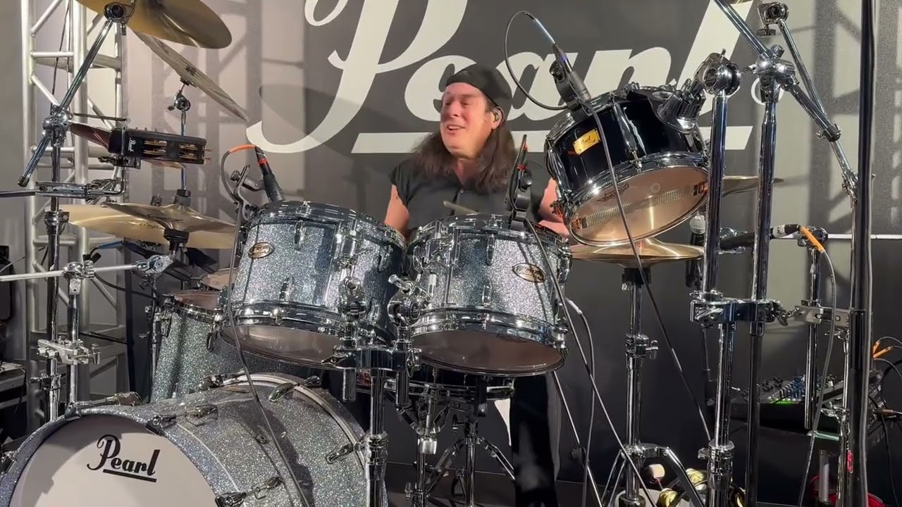 Mike Mangini NAMM 2026 in the Pearl Drums Room