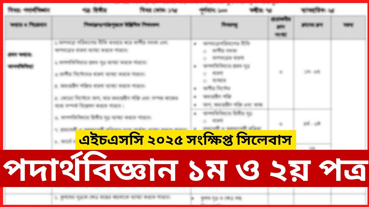 পদার্থবিজ্ঞান সংক্ষিপ্ত সিলেবাস | HSC 2025 Short Syllabus | ENUB
