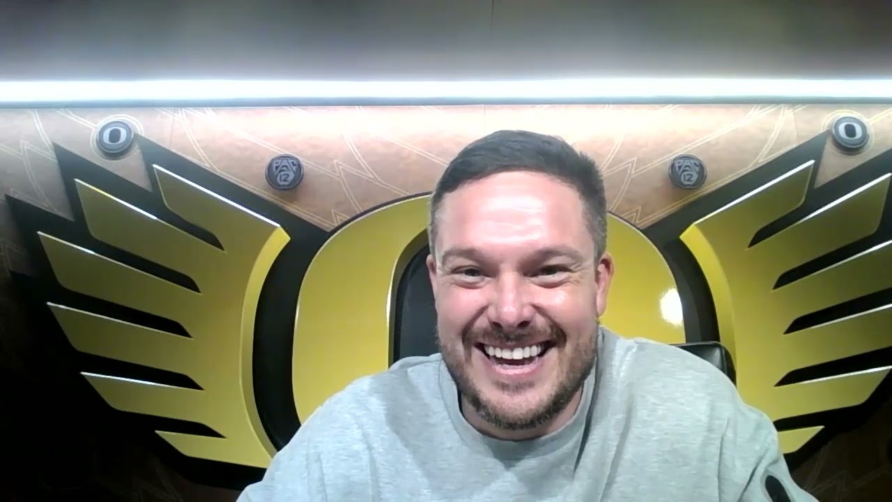 Oregon coach Dan Lanning talks with media about settling into job following UGA national title