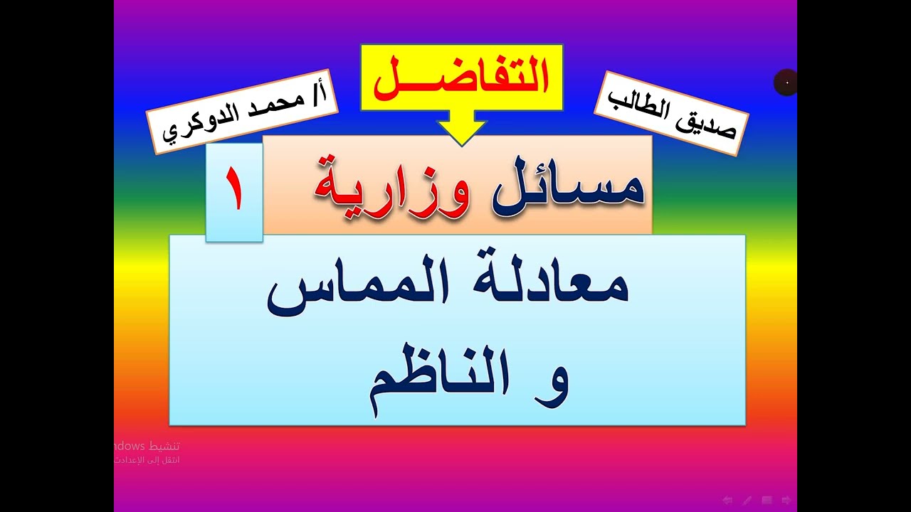 مسائل وزارية 2021م   معادلة المماس والناظم  (  1   )