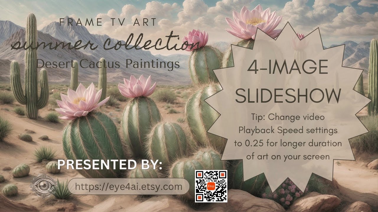 Free Frame TV Art Wallpaper Slideshow: Western Collection | Cactus Oil Paintings Western Décor |