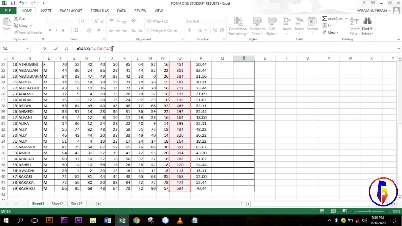 Jinsi ya kupanga nafasi kwenye excel |Namna ya kutafuta position kwenye excel