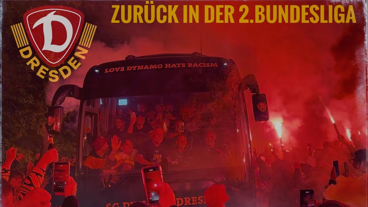 Dynamo Dresden ist aufgestiegen! Heißer Mannschaftsempfang nachts um 2 Uhr in Dresden.