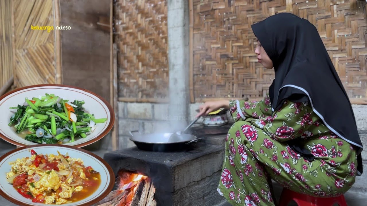 Nikmat bikin nagih,masak tomat telur pedas saus tiram, tumis sawi,anak dan suami suka, masakan desa 