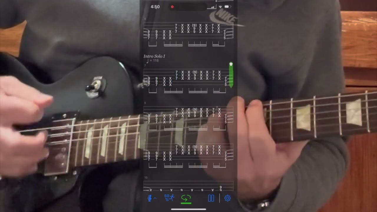 4 - Intro 50% Speed Rhythm Electric Guitar Practice (Black Betty/Ram Jam)
