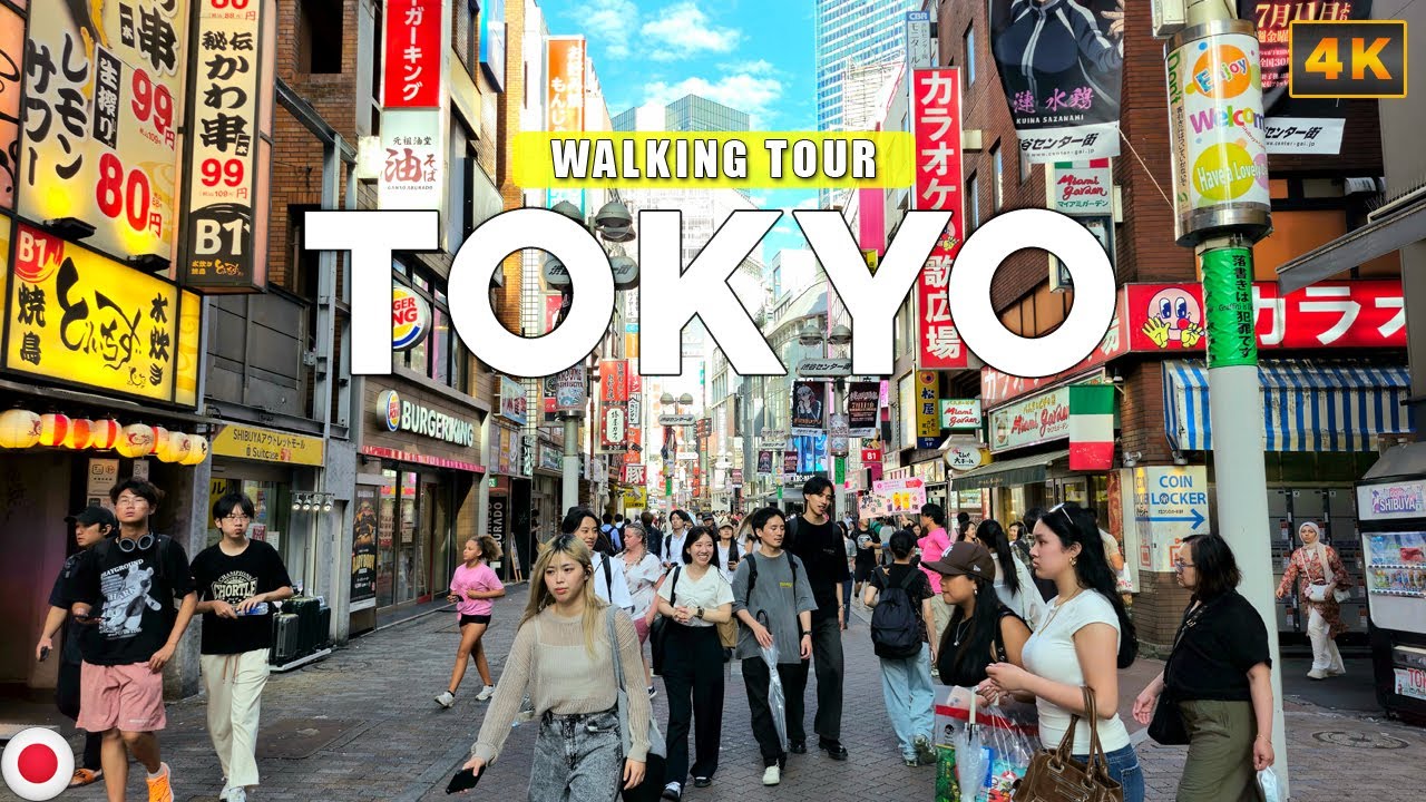 Токио, Япония — район развлечений и шопинга Сибуя 4K Walking Tour