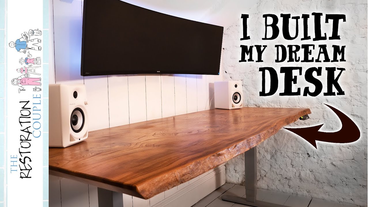 MAKING A CUSTOM LIVE EDGE DESK with Auto Adjustable Sit Stand Legs