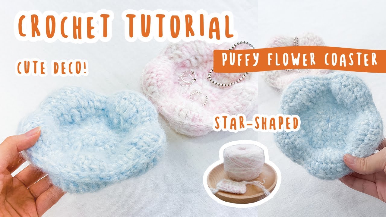 Puffy Flower Coaster Crochet Tutorial | Cute & Useful DIY for Home Decor! #crochet #handmade