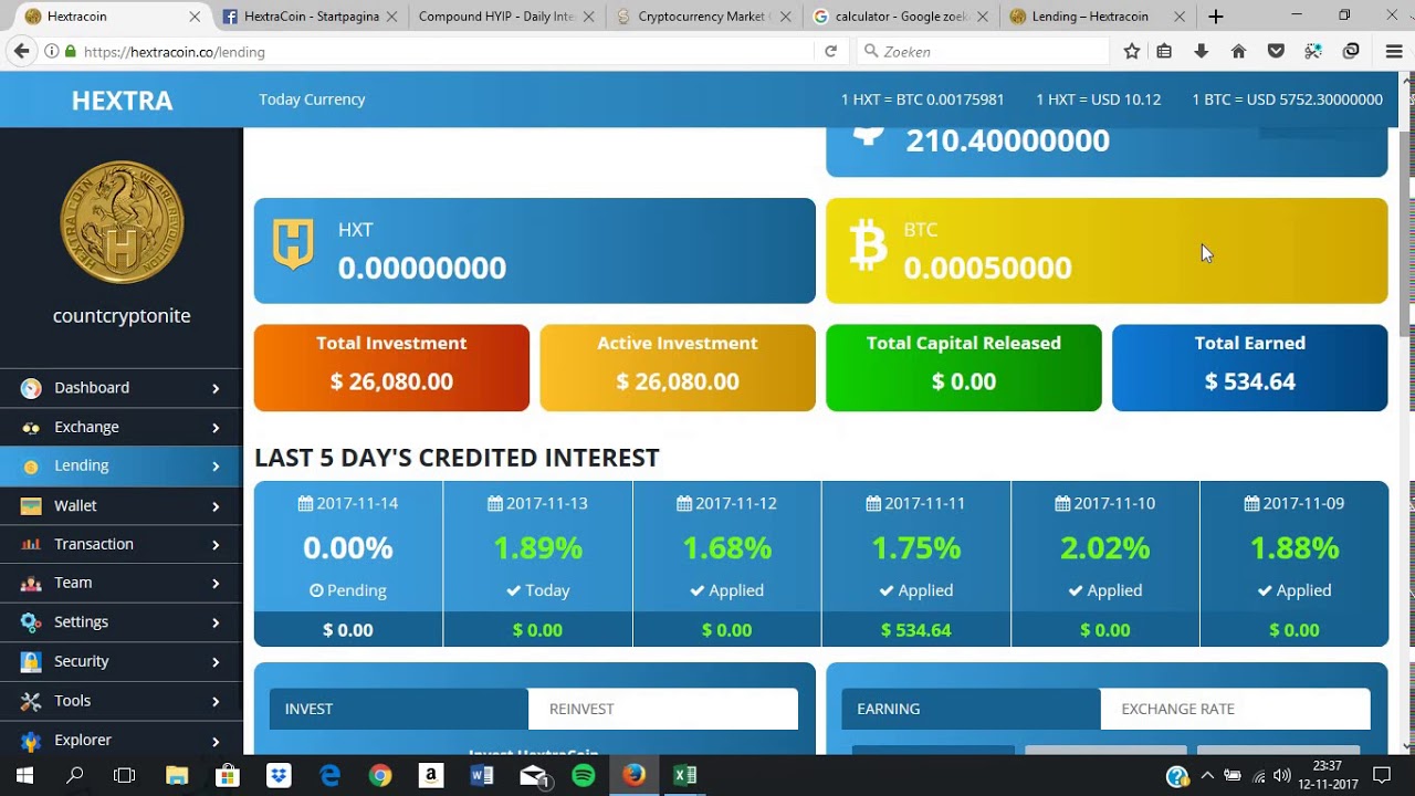 MUST SEE 26000 dollar Lending in Hextracoin. Why im Lending and best Hextra Strategy!!!