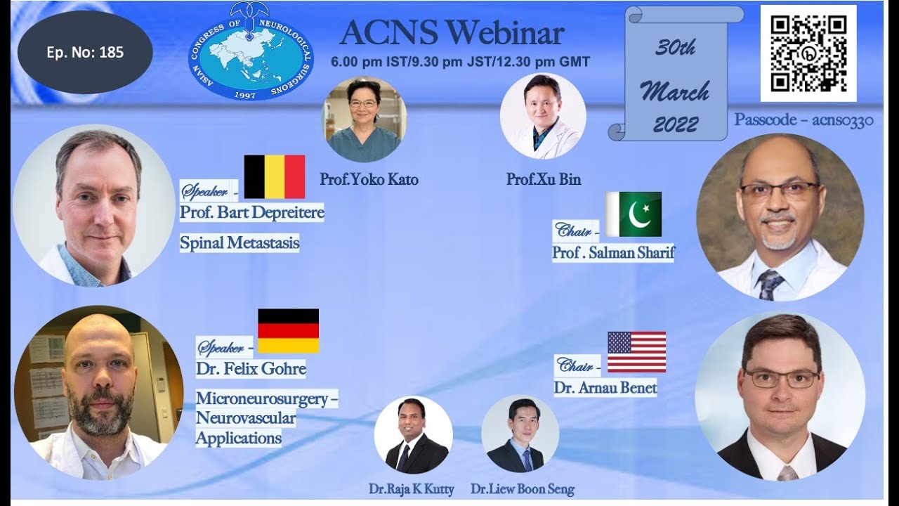 ACNS Webinar - Mar 30 - Rx of Spinal Metastasis & Microneurosurgery   Cerebrovascular Applications