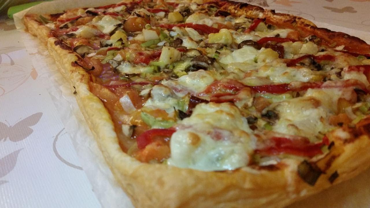 Pizza de verduras con base de hojaldre (Segunda versión)