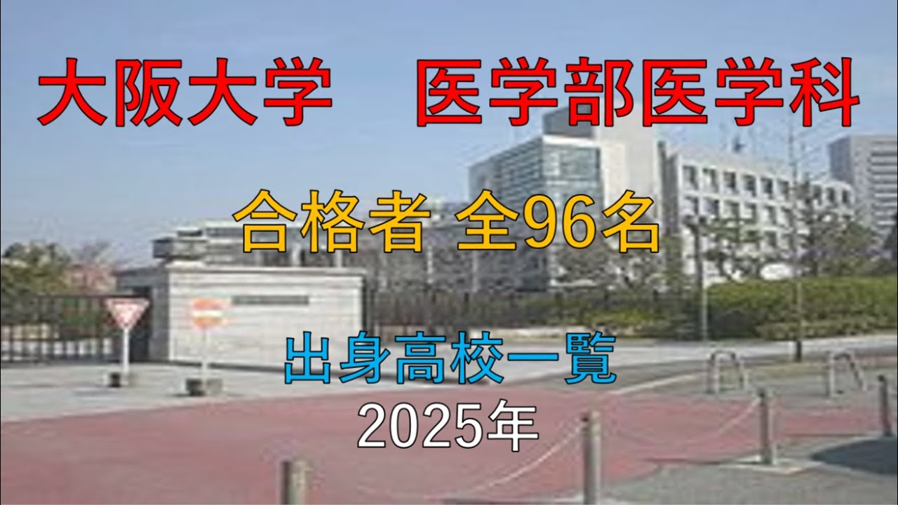 大阪大学　医学部医学科　出身高校一覧【2025年度入試】