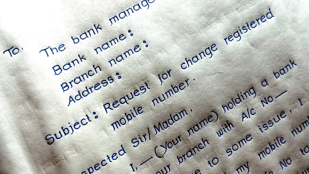 Application To Bank Manager To Change Mobile Number || Bank Application || Handwriting