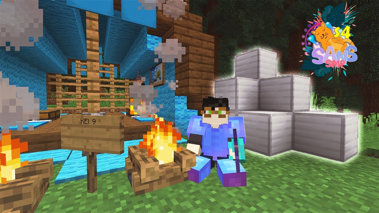 AKU MENEMUKAN GUNUNG HARTA KARUN di HUTAN DAN MEMBUAT PICKAXE TERBAIK DI CAMP INI!!#54【SANS SMP S4】