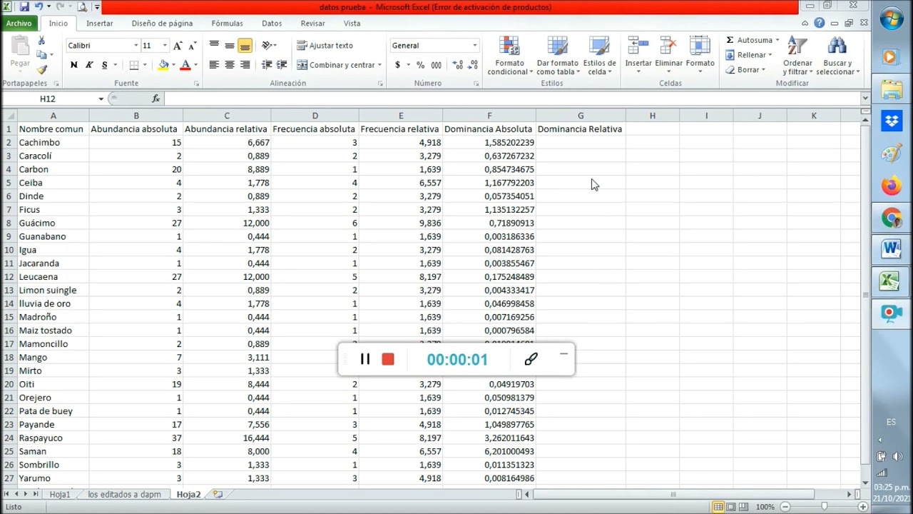 Calculo del IVI